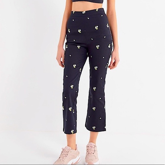 Urban Outfitters Pants - URBAN OUTFITTERS cropped flair embroidered pants